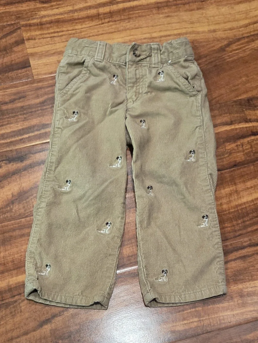 Gymboree EUC 2T Reversible Striped Top and Beige Dog Corduroy Pants
